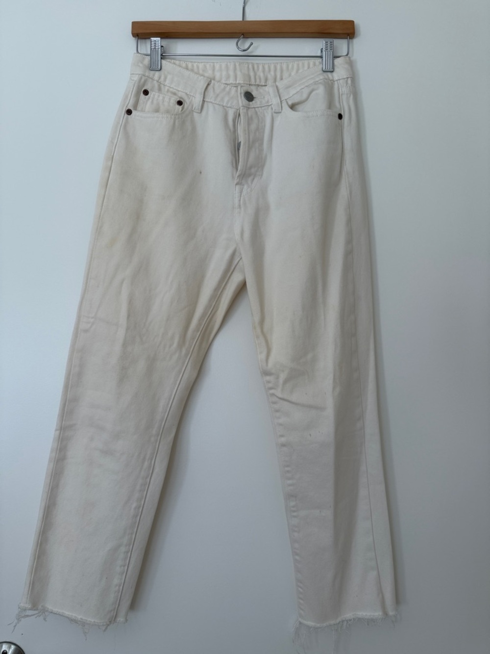 Anine Bing Cream Cropped Jeans 100% Cotton Size 28